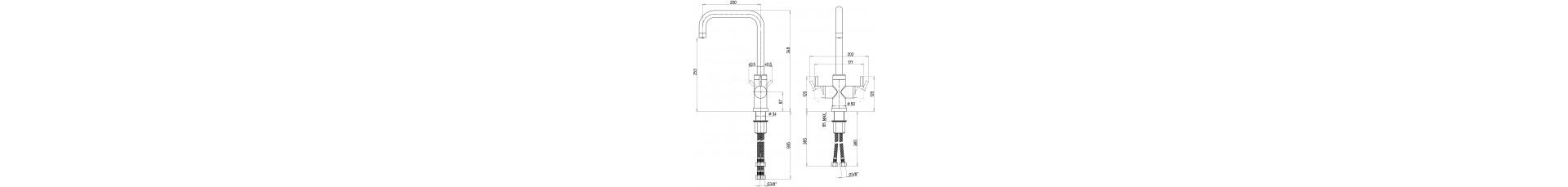 disegno tecnico miscelatore canna a U - Fresh&Frizz Paini
