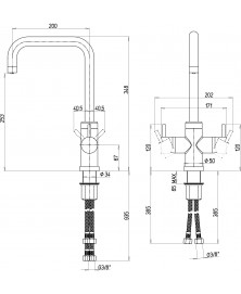 disegno tecnico miscelatore canna a U - Fresh&Frizz Paini