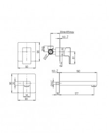 disegno tecnico mrc360 lavabo a muro