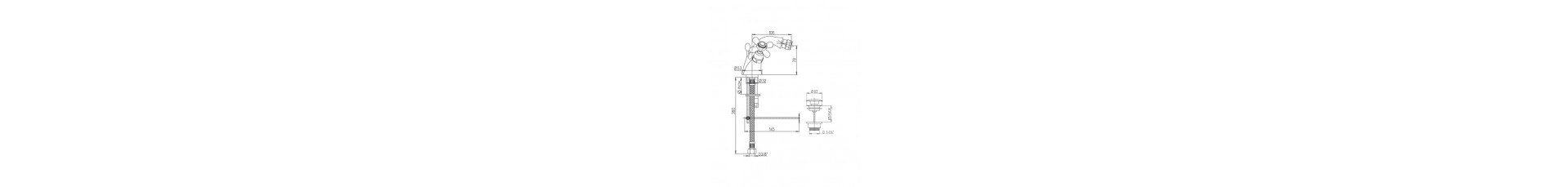 disegno tecnico rubinetto bidet Paini serie liberty 17QL327 rame antico