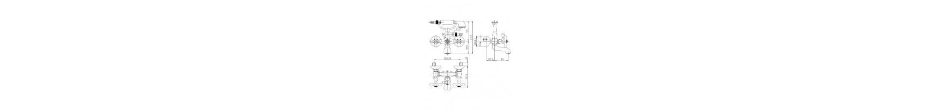 disegno tecnico rubinetto vasca completo vtc510 argo