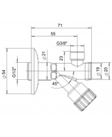 rubinetto sottolavabo paini 54CR951B disegno tecnico