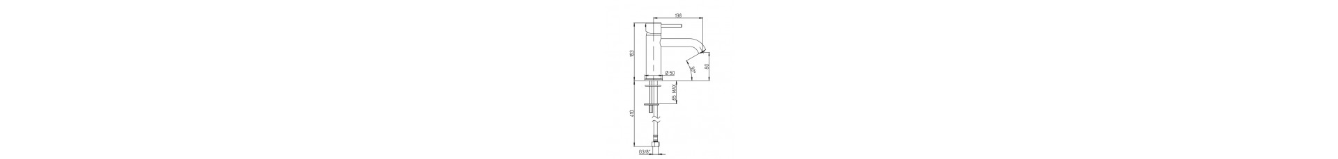 Disegno tecnico SP78CR205O Paini Cox, miscelatore camper bagno