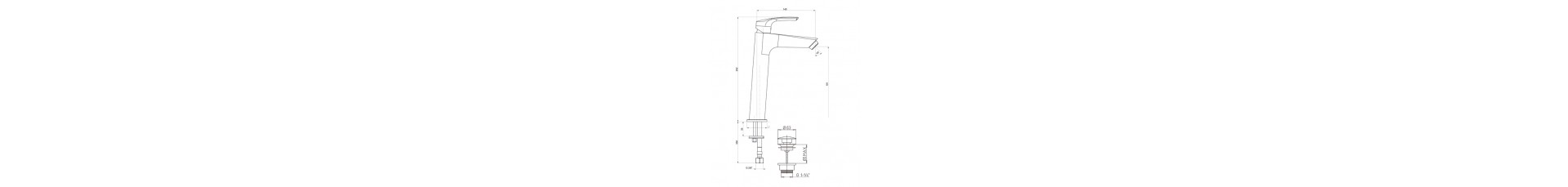 disegno tecnico miscelatore lavabo bagno tipo alto per camper SPKEC110 argo rubinetterie