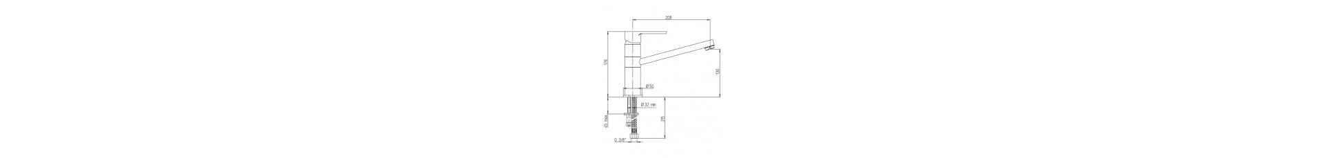 disegno tecnico rubinetto miscelatore camper cucina SP2690 argo rubinetterie paini cromo