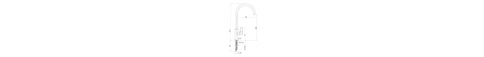Disegno Tecnico SP3322 Positano rubinetto cucina camper cromo Argo rubinetterie