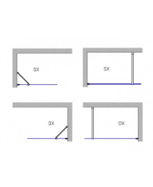 disegno tecnico Walk in 100 cm parete in vetro trasparente per Box Doccia alto 200 cm