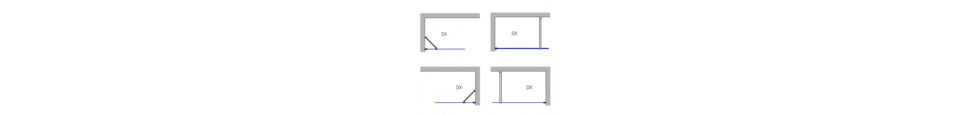 disegno tecnico Walk in 160 cm parete in vetro trasparente per Box Doccia alto 200cm
