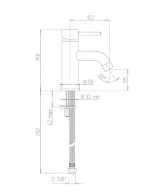 Disegno tecnico Miscelatore lavabo bagno Ducati HD15