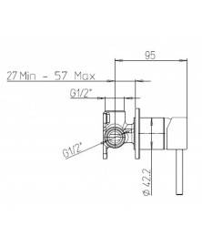 Disegno tecnico Miscelatore a parete HD15 Ducati
